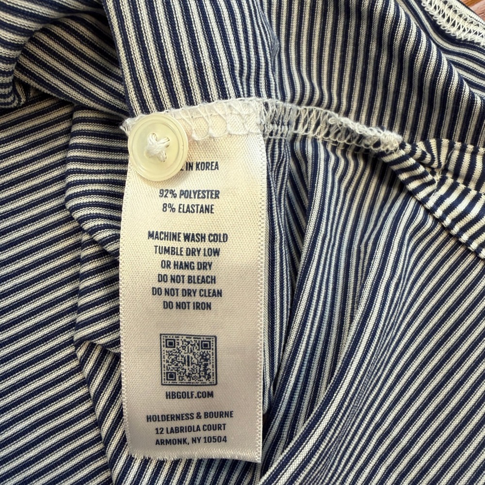 Holderness & Bourne Dubliner Golf Classic Polo Shirt Mens Large Blue Striped - Picture 11 of 13